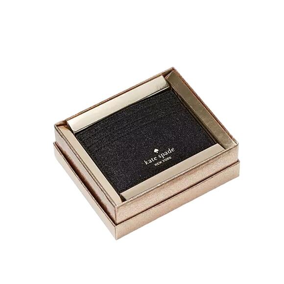 Kate Spade New York Glimmer Small Slim Card Holder Black KE448 NWT - Picture 2 of 4